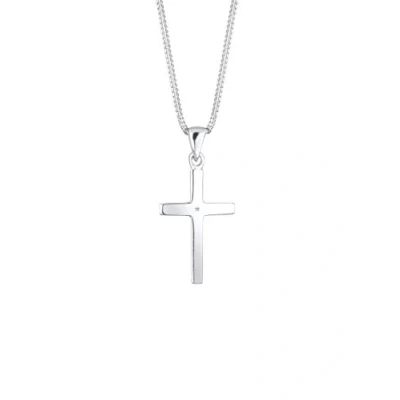 Afbeelding van Elli DIAMONDS Dames Kruis Hanger Basis met Diamant (0.005 ct.) in 925 Sterling Zilver