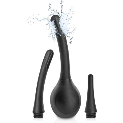 Afbeelding van Showerplay Anaal Douche Lavement Peer met 3 Opzetstukken 350ml Zwart Silicone Zonder Weekmakers