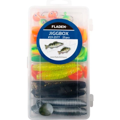 Afbeelding van Fladen Minnow Shad jigs in tackle box 80mm, 20pcs