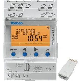 Afbeelding van Theben schakelklok din rail 2x wisselcontact 16a 3 mod 110 240v ac ip20 hxbxd 86x54x60mm 6420300