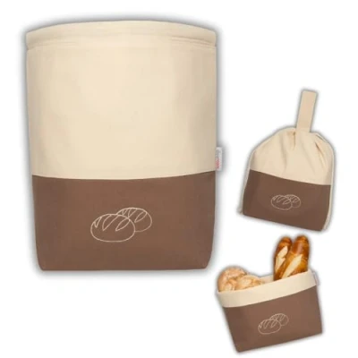 Afbeelding van slowroom broodzak om brood te bewaren en vers houden, 3 in 1 broodmand, stof, van katoen, 32 x 35 cm, bruin