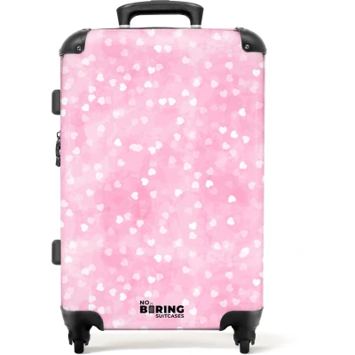 Afbeelding van NoBoringSuitcases.com® Kinderkoffer groot Kindertrolley koffer Harten Patroon Rolkoffer lichtgewicht Reiskoffer met 4 wielen Grote trolley XL 20 kg bagage