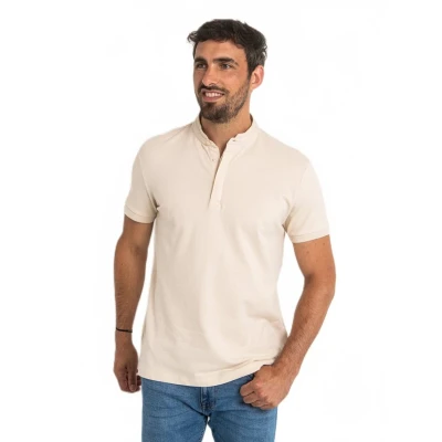Afbeelding van Poloshirt met korte mouwen en Mao kraag
