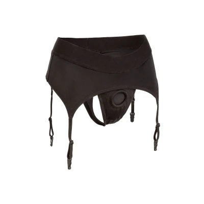 Afbeelding van CalExotics Boundless Thong with Garter Strap On Harness Zwart S/M