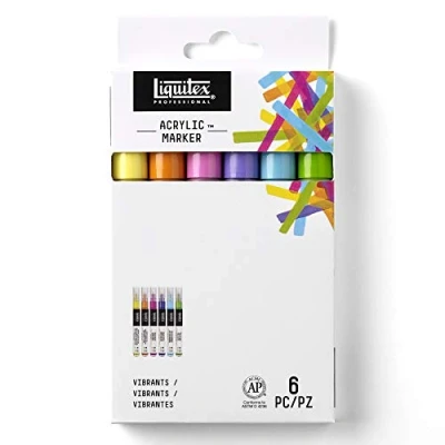 Afbeelding van Liquitex 3699247 Professional Paint Marker Set 6 fijne acrylmarkers van kunstenaarskwaliteit, lichtecht Wide x 15mm, Vibrant colour