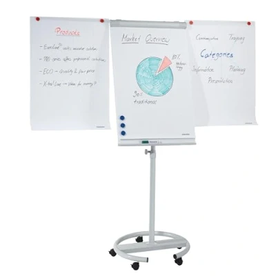 Afbeelding van Franken Flipchart ECO Mobil F2400/N, 5 wielen, in hoogte verstelbaar, magnetisch, 2 zijarmen, lade, plastic &amp; metaal, bord 680 x 1050 mm
