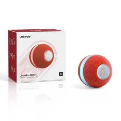 Afbeelding van Cheerble Interactief kattenbal speelgoed, elektrische zelfrollende bal voor indoor kat kitten, 3 speelmodi met LED verlichting, rood