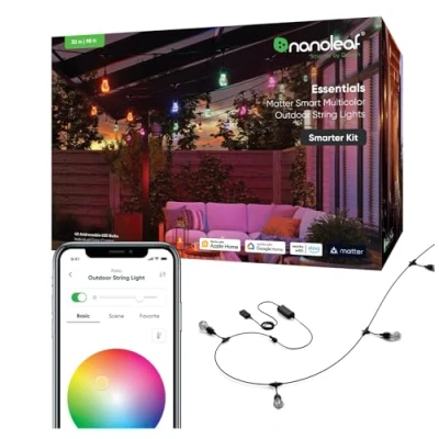 Afbeelding van Nanoleaf Essentials Matter Smart Multicolour Outdoor String Light Starter Kit LED 30m Zwart