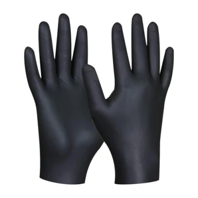 Afbeelding van Gebol Black nitril Ultra Strong poedervrij, maat M (maat 8), premium wegwerphandschoenen met perfecte pasvorm, waterdichte, praktische handschoenen, voor dames en heren, zwart