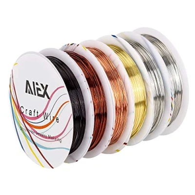 Afbeelding van AIEX Sieradendraad, koperdraad, zilverdraad, gouddraad, voor het maken van sieraden (6 rollen 26 sporen)