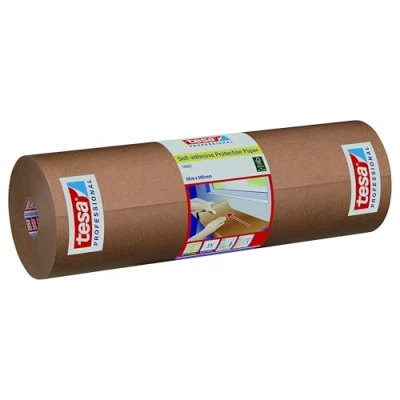 Afbeelding van tesa zelfklevend beschermpapier voor bescherming en dekking van grote oppervlakken, verwijderbaar zonder resten achter te laten, 1 rol 50 m x 30 cm