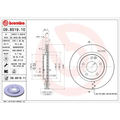 Afbeelding van Brembo Remschijf 09.8519.11