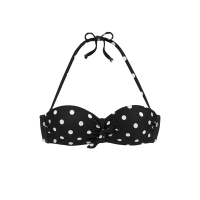Afbeelding van Lascana voorgevormde strapless bandeau bikinitop met textuur zwart/wit