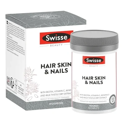 Afbeelding van SWISSE Haar Huid Nagels Supplementen voor Haar, en met Vitamine C, Biotine Zink, 60 Tabletten Supplement Vorming van Collageen Gezonde Made in Italy