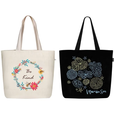 Afbeelding van Ecoright schoudertas canvas shopper tas casual handtas grote met binnenzak voor school werk damestas
