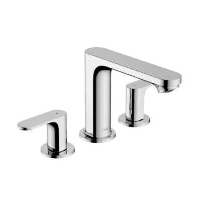 Afbeelding van Hansgrohe rebris s 3 gats wastafelmengkraan 110 met pop up trekwaste chroom 72530000