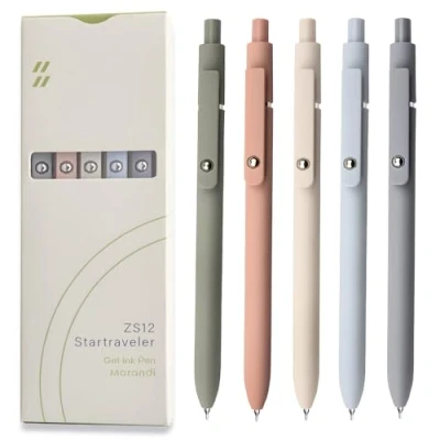 Afbeelding van UIXJODO Gelpennen, 5 stuks 0,5 mm zwarte inktpennen, fijne punt, gladde schrijfpennen, high end serie pennen voor het maken van dagboeken, notities, schattige kantoorbenodigdheden geschenken