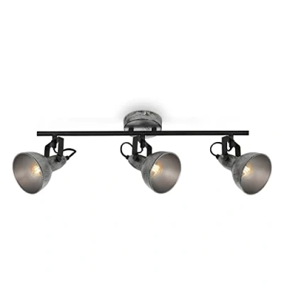 Afbeelding van BRILONER Plafondspot vintage, draaibare plafondlamp retro, plafondlamp, 3x E14 fitting, Silver Crafted, 555x100x180 mm