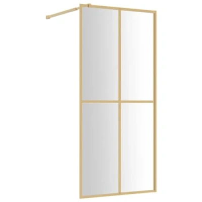 Afbeelding van vidaXL Inloopdouchewand transparant 100x195 cm ESG glas goudkleurig