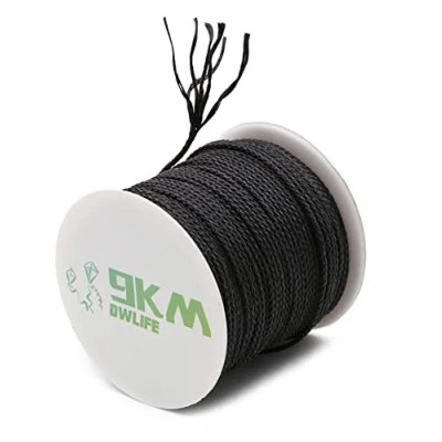 Afbeelding van 9KM DWLIFE 100% Kevlar Gevlochten Lijn (0,5 mm 3,5 55 lbs 1500 Lond), Multifunctionele Cord Utility Rope Kite lijn/Camping Cordage/Visgerei Assist/Model Raket Hitte en Snijbestendig Zwart