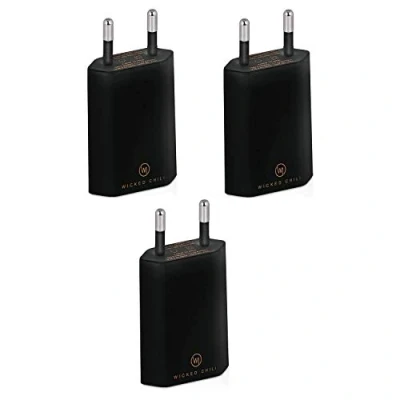 Afbeelding van Wicked Chili 3x Pro Series Power Adapter USB compatibel met Apple iPhone, Samsung Galaxy/Mobile Phone Charger, Smartphone Plug (1A, 5V) zwart