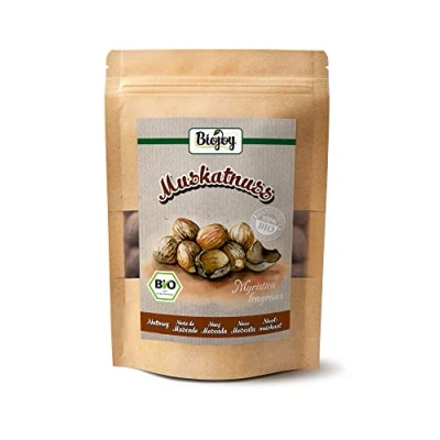 Afbeelding van Biojoy BIO Nootmuskaat (100 g), ongeveer 19 stuks, heel Muskaatnoot (Myristica fragrans)