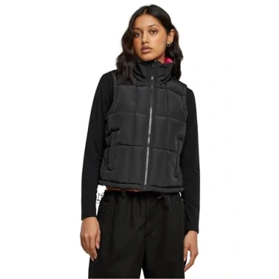 Afbeelding van Urban Classics Reversible Cropped Puffer Bodywarmer, Dames, Maat: XL, Black fuchsia