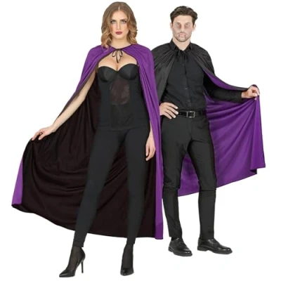 Afbeelding van Widmann 03247 cape, zwart/paars, vampier, tovenaar, Halloween, accessoire, 130 cm, uniseks, volwassenen, meerkleurig, eenheidsmaat