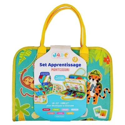 Afbeelding van J.A.D.E Activiteitenhoes Montessori 141512 Educatief Spel Multicolor Stoffen Reizen Sensorisch Voor Kinderen Frans Design Jade 28 cm x 33 Vanaf 3 Jaar.
