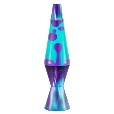 Afbeelding van LAVA® Lavalamp Aurora Borealis 2047, paarse was, groenblauwe vloeistof, decoratieve voet en kap, originele 14,5 inch merk bewegingslamp