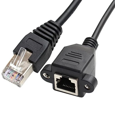 Afbeelding van JSER 30 cm 8P8C FTP STP UTP Kat 5e Mannelijke naar Vrouwelijke LAN Ethernet Netwerk Verlengkabel met Panel Mount Gaten