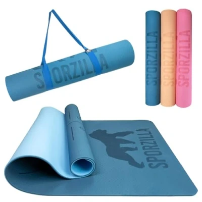 Afbeelding van Sporzilla® Premium XL fitnessmat, yogamat, extra breed 80 cm, 8 mm dik, antislip en vrij van schadelijke stoffen, met hulplijnen