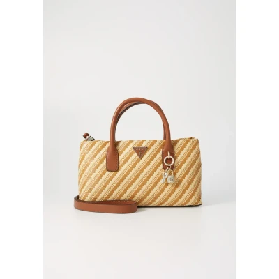 Afbeelding van Guess Simona Small Satchel Handtas, Dames, Maat: One Size, Natural/cognac