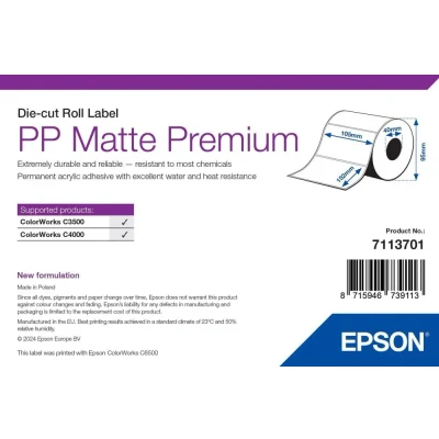 Afbeelding van EPSON PP Matte Premium, Die Cut Roll,, label roll, synthetic, W 105mm,