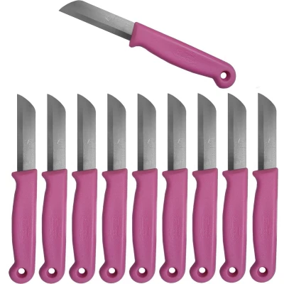Afbeelding van Solingen Schilmesje RVS Glad 16 cm met &quot;Blade Cover&quot; Roze 10 Stuks