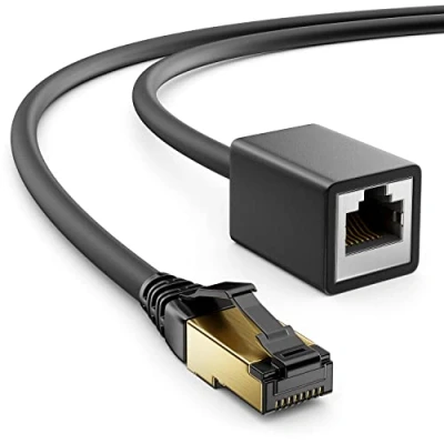 Afbeelding van deleyCON 3,0m CAT8.1 RJ45 Patchkabel Verlengkabel Netwerkkabel 40 GBit/s 2000 MHz S/FTP Koper PiMF 1x Stekker bus voor Ethernet LAN Gaming Streaming Zwart