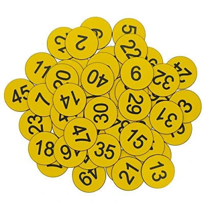 Afbeelding van Kunststof nummerlabels gegraveerde genummerde tags ID sleutelhangers zonder gat (1 100, geel)