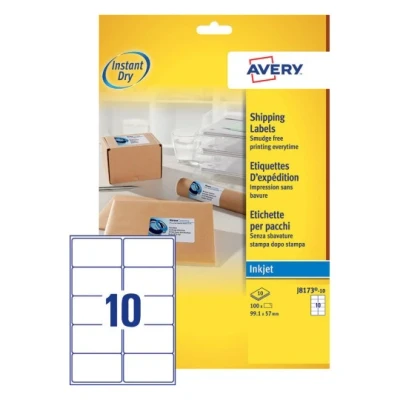 Afbeelding van Etiket Avery J8173 10 99.1x57mm wit 100stuks