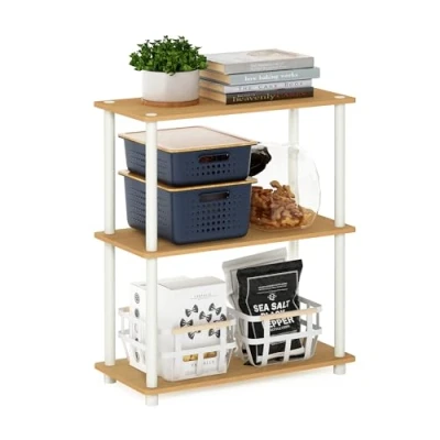 Afbeelding van Furinno Turn N Tube 3 laags compact multifunctioneel rek voor planken, staande plank, beuken