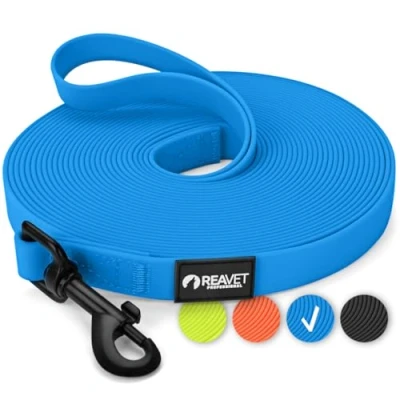 Afbeelding van ReaVET looplijn voor honden, 10 meter, blauw, robuuste en waterdichte hondenlijn, lang, oefenlijn met handvat, trainingslijn, grote kleine honden