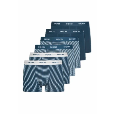 Afbeelding van Snocks 6 Pack Boxershorts Gemaakt van Hoogwaardig Organisch Katoen Ultiem Zacht en Comfortabel Zonder Irriterend Label voor een Zorgeloze Ervaring Maat XXL Kleur Marine Strepen