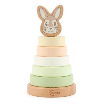 Afbeelding van Bieco FSC® Stapeltoren voor baby&#039;s, van duurzaam FSC®, 19 cm, steekspel vanaf 1 jaar, stapelringen houten toren insteekspel