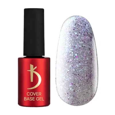 Afbeelding van K odi Professional Base Coat Cover Gel transparant, 7 ml, Crystal Drops Reflective Flakes 04, uv nagellak, gelnagels, onderlak met reflecterende vlokken