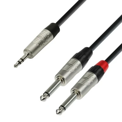 Afbeelding van Adam Hall 4 Star Series Rean instrumentkabel (2 x 3,5 mm jack plug op 2 6,3 mono jack) 1,5 m