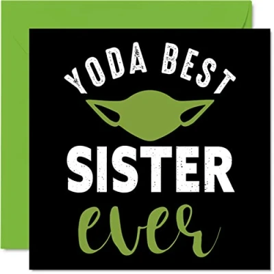 Afbeelding van Grappige Verjaardagskaarten voor Zuster Yoda Best Joke Happy Birthday Card Zus van Broer, Banter Sister Verjaardagscadeaus, 145mm x Broer of Wenskaarten Cadeau