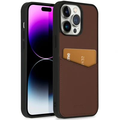 Afbeelding van Apple iPhone 14 Pro Max Hoesje Echt leder Accezz Hardcase/Backcover Bruin Telefoonhoesje