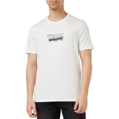 Afbeelding van Levi&#039;s Graphic Crewneck TEE Tshirt print, Heren, Maat: Small, Chrome white