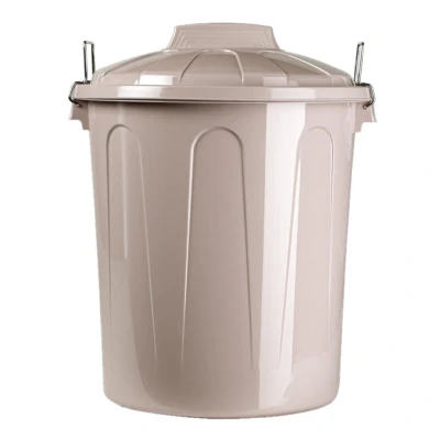 Afbeelding van Kunststof afvalemmers/vuilnisemmers taupe 21 liter met deksel Prullenbakken