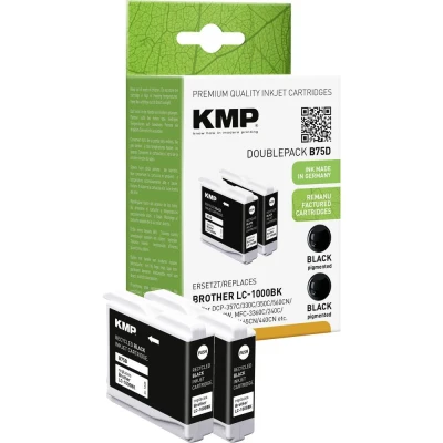 Afbeelding van KMP Inktcartridge vervangt Brother LC 1000BK Compatibel 2 pack Zwart B75D 1035,4021