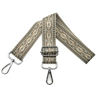 Afbeelding van Verstelbare schouderriem voor dames, draagriem, tassenriem om te wisselen, tasriem breed 3,8 cm met zilveren karabijnhaak, schoudertas, handtassen, donker kaki, N11
